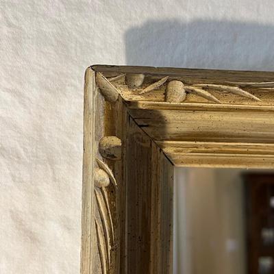Wooden Framed Mirror & Gold/Glass Lamp (PS-RG)