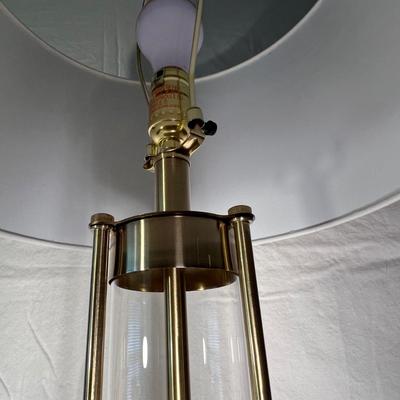 Wooden Framed Mirror & Gold/Glass Lamp (PS-RG)