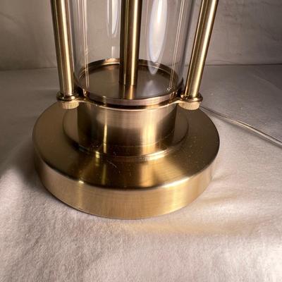 Wooden Framed Mirror & Gold/Glass Lamp (PS-RG)