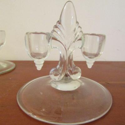 Pair of Art Deco Design Double Candle Holders- Approx 5