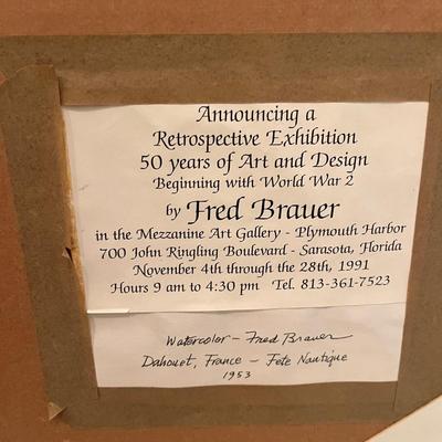Signed, Matted & Framed Watercolor by Fred Brauer (UB-MG)