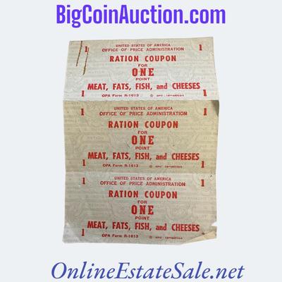 1918 U.S. SET OF RATION COUPONS