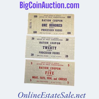 1918 U.S. SET OF RATION COUPONS