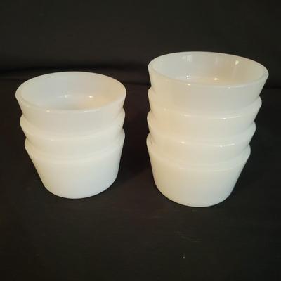 Glasbake Milk Glass Ramekins with Bowls (K-DW)