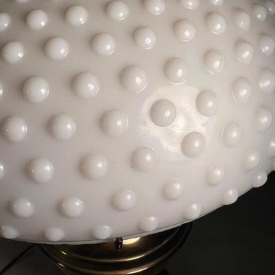 Brass & Copper Hurricane Lamp with Milk Glass Hobnail Shade (PS-RG)
