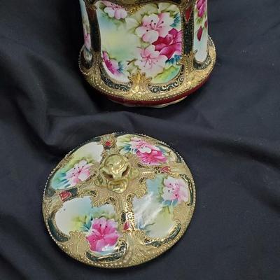Nippon Antique Porcelain Moriage Biscuit Jar