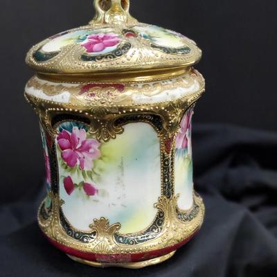 Nippon Antique Porcelain Moriage Biscuit Jar