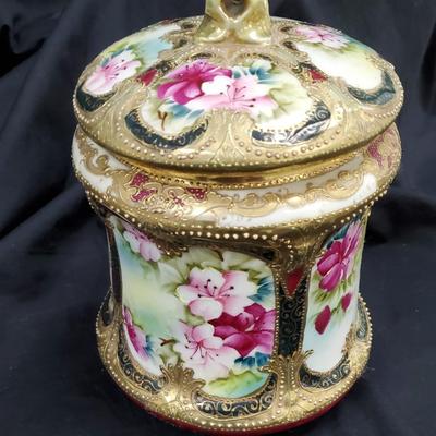 Nippon Antique Porcelain Moriage Biscuit Jar