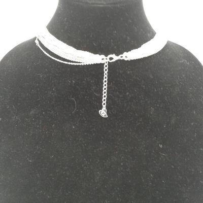 Silver Tone Multi Strand Chain Necklace