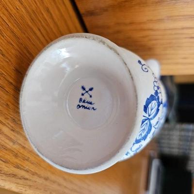 Blue Onion Blue and white Sugar Bowl and Creamer
