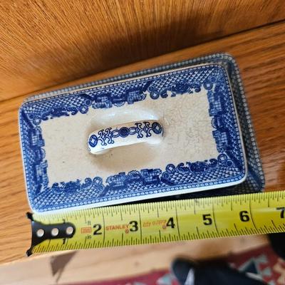 Antique Blue and white Transferware Butter Dish