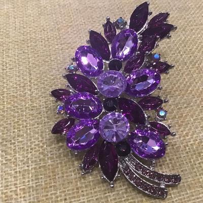 Large Fashion Brooch. purple Stone