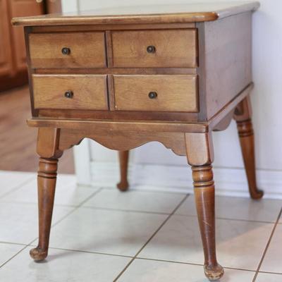 Ethan Allen Solid Maple Two Drawer Side Table