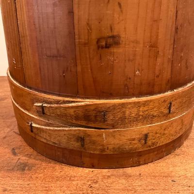 LR1138 Antique Pine Firkin Bucket with Lid and Oak Handle