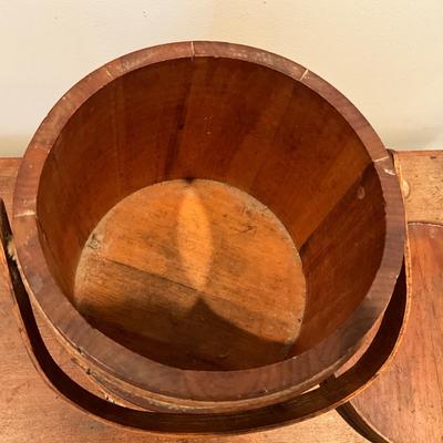 LR1138 Antique Pine Firkin Bucket with Lid and Oak Handle