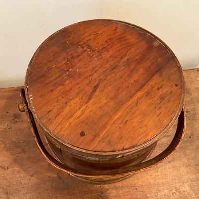LR1138 Antique Pine Firkin Bucket with Lid and Oak Handle