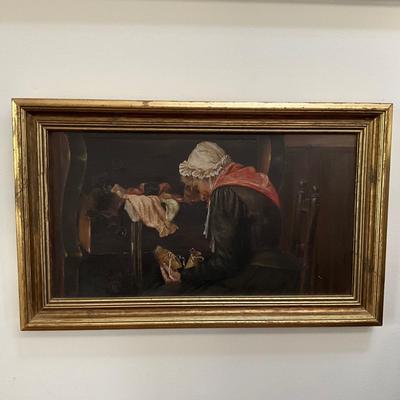 F-1144 Antique Oil Painting in the manner of Harry Roseland 
