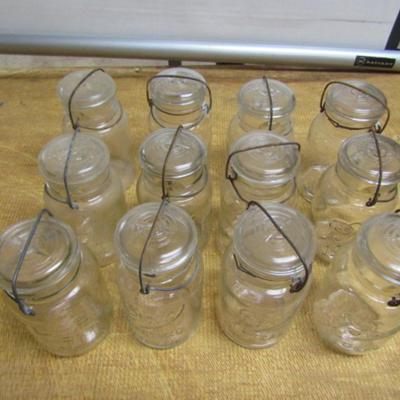 One Dozen Antique Quart Size Bale Top Jars- Assorted Makers (Choice E)