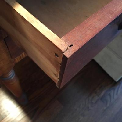 Vintage 20c 2 drawer drop leaf side table