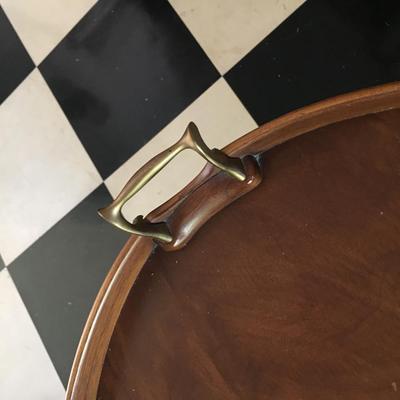 Vintage Oval Wood with Brass Handles coffee/cocktail table