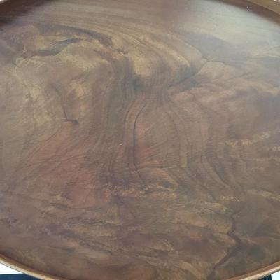 Vintage Oval Wood with Brass Handles coffee/cocktail table