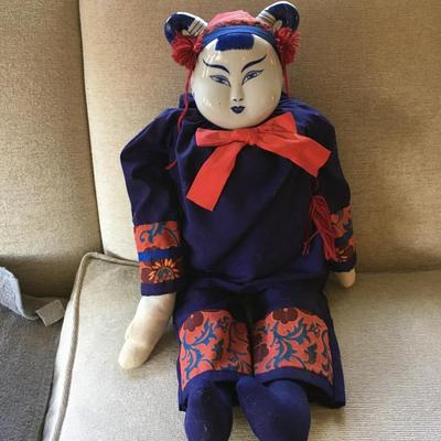 VIntage oriental doll with china head