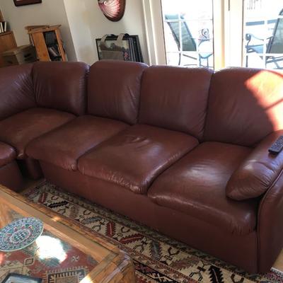 Large leather sofa pit and ottoman