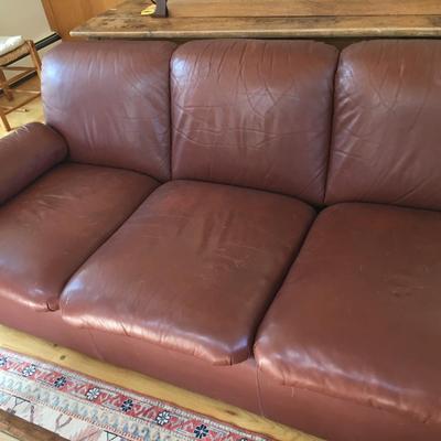 Large leather sofa pit and ottoman