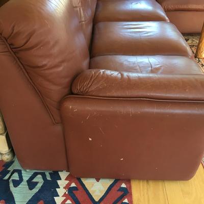 Large leather sofa pit and ottoman