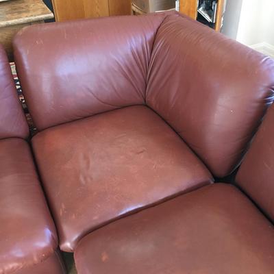 Large leather sofa pit and ottoman