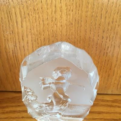 Vintage Nybro glass golfer sculpture/paperweight