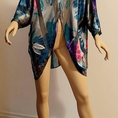 Vtg 1970's  Rare Victoria Secret  100% Silk  Shirt Kaftan metallic vibes