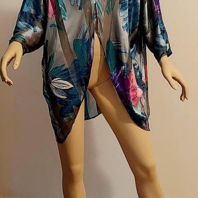 Vtg 1970's  Rare Victoria Secret  100% Silk  Shirt Kaftan metallic vibes