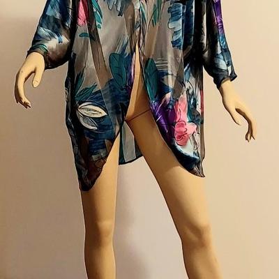 Vtg 1970's  Rare Victoria Secret  100% Silk  Shirt Kaftan metallic vibes