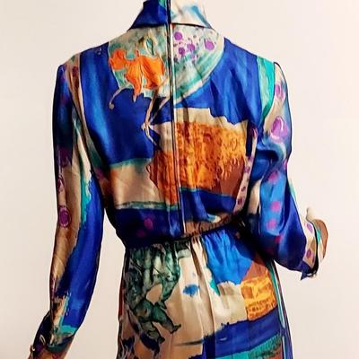 Vtg Iconic Louis Feraud 80s Silk Cocktail dress