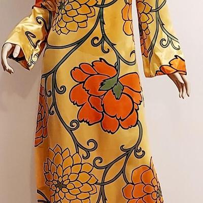 Vtg Floral Mod Maxi Golden Lady