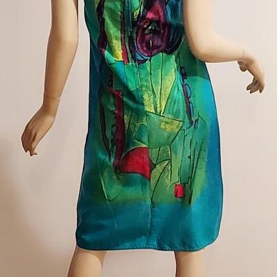 Vtg early 1960s Hand Painted A Line English Linen dress