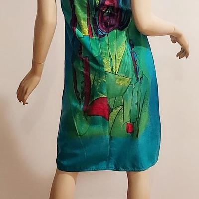 Vtg early 1960s Hand Painted A Line English Linen dress