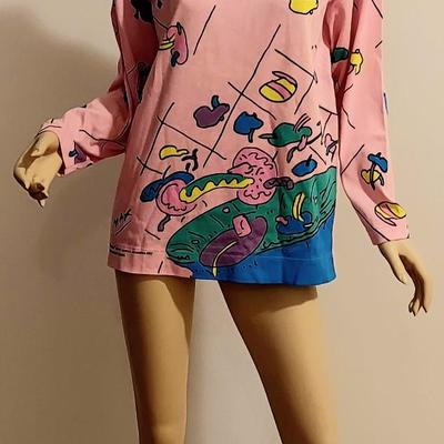 Vtg Peter Max Rare Neo Max pink Top 1978