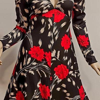 Vtg 1970s Victor Costa for Sakowitz Maxi wild Flower Empire Trapeze dress