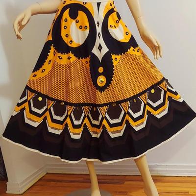 Vtg 80s Hand Painted Printed Sequine full sweep skirt