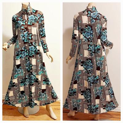 Vtg 1970s  Maxi  Hand printed 2 for one 1960s Maxi dresses