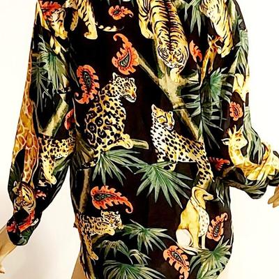 Vtg Jungle Book 100% Silk button Front Shirt unisex