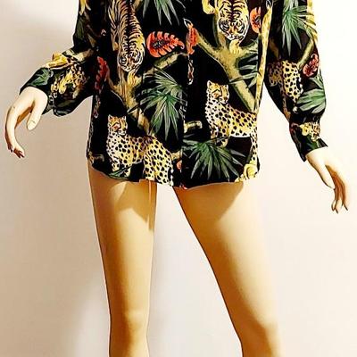 Vtg Jungle Book 100% Silk button Front Shirt unisex