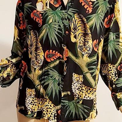 Vtg Jungle Book 100% Silk button Front Shirt unisex