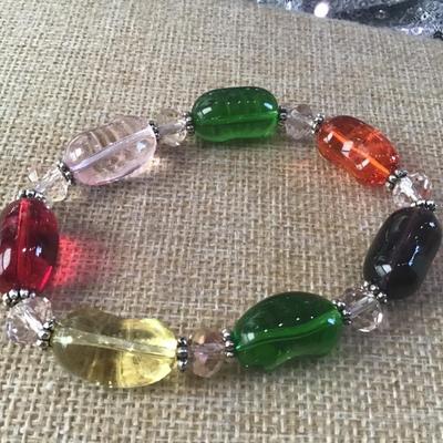 Glass Jelly Bean Bracelet