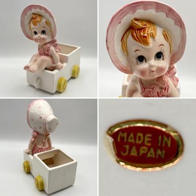 Vtg. Porcelain Children Themed Planters ~ Japan