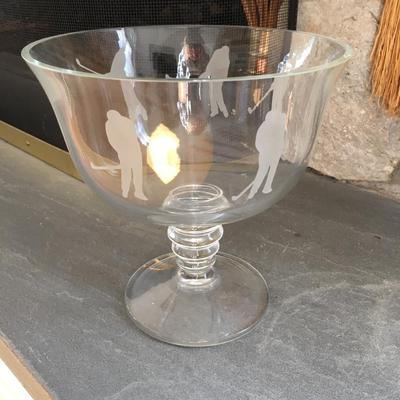 Golfer themed glass bowl