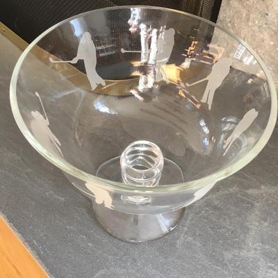 Golfer themed glass bowl