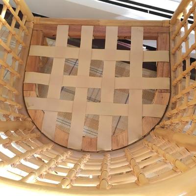 Pair of Boho Chic Barrel back bamboo arm chairs
